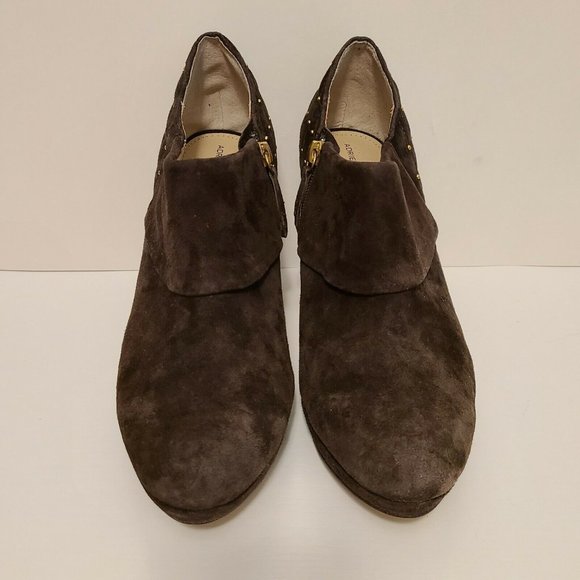 Adrienne Vittadini Women's Studded Brown Kid Suede Fine Leather Upper Heels 11 M - Picture 4 of 12